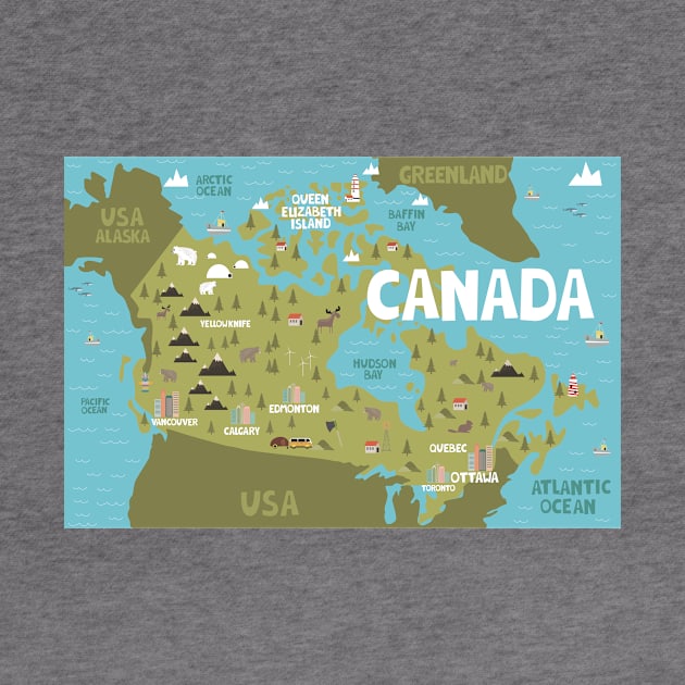 Canada illustrated map by JunkyDotCom